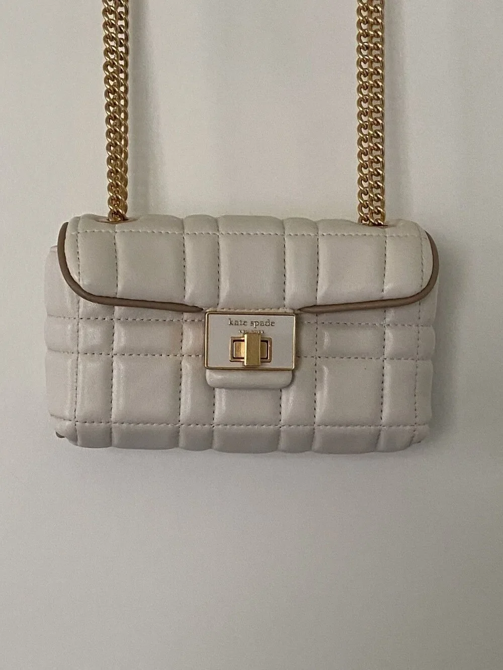 Kate Spade New York Evelyn Quilted Leather Small Shoulder Crossbody In Ivory
